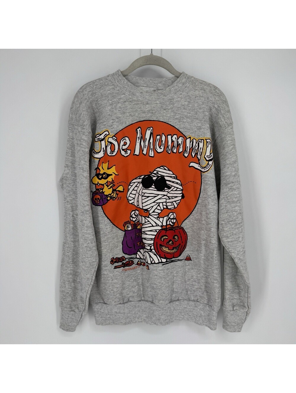 Vintage Snoopy halloween sweatshirt large L Joe Mummy trick or treat 90s peanuts
